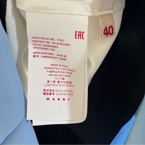 MARNI Peplum Blouse Size 4 Silk Blend Short Sleeve Color Block Semisheer - Picture 10 of 14